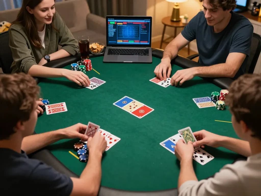 Enjoying the depo 25 bonus 25 while playing an engaging online poker game with friends.