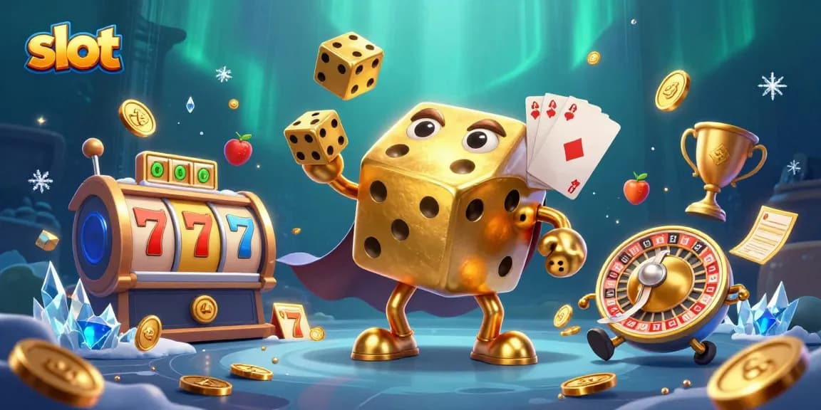 Engage with slot reels and lucky symbols in this energetic casino illustration.