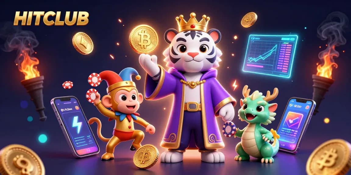Join HITCLUB to play exciting games surrounded by vibrant characters and dynamic casino elements.