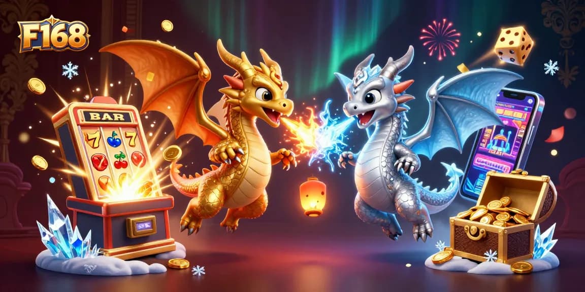 Engage with thrilling F168 gameplay featuring dragons amidst explosive jackpots and immersive casino elements.