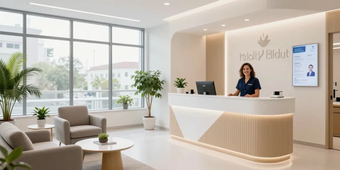 Hair transplant istanbul clinic reception area for patient care services.