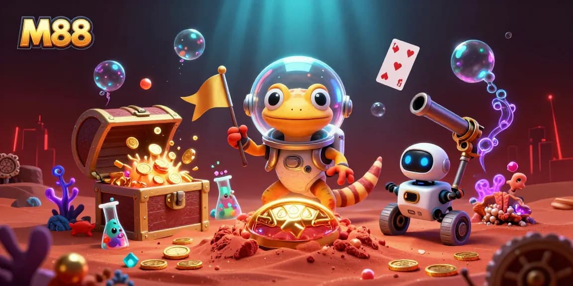 Engage in thrilling gameplay at M88 as a Martian gecko discovers a golden casino