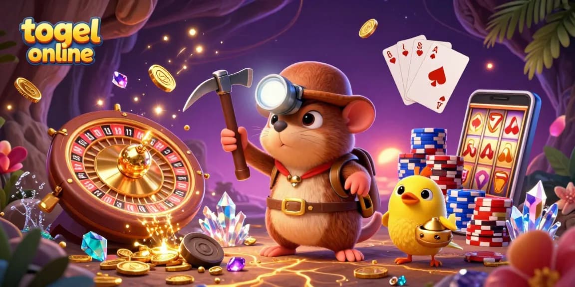 Mengasah keterampilan togel online dengan karakter menarik di latar belakang kasino yang penuh cuan.