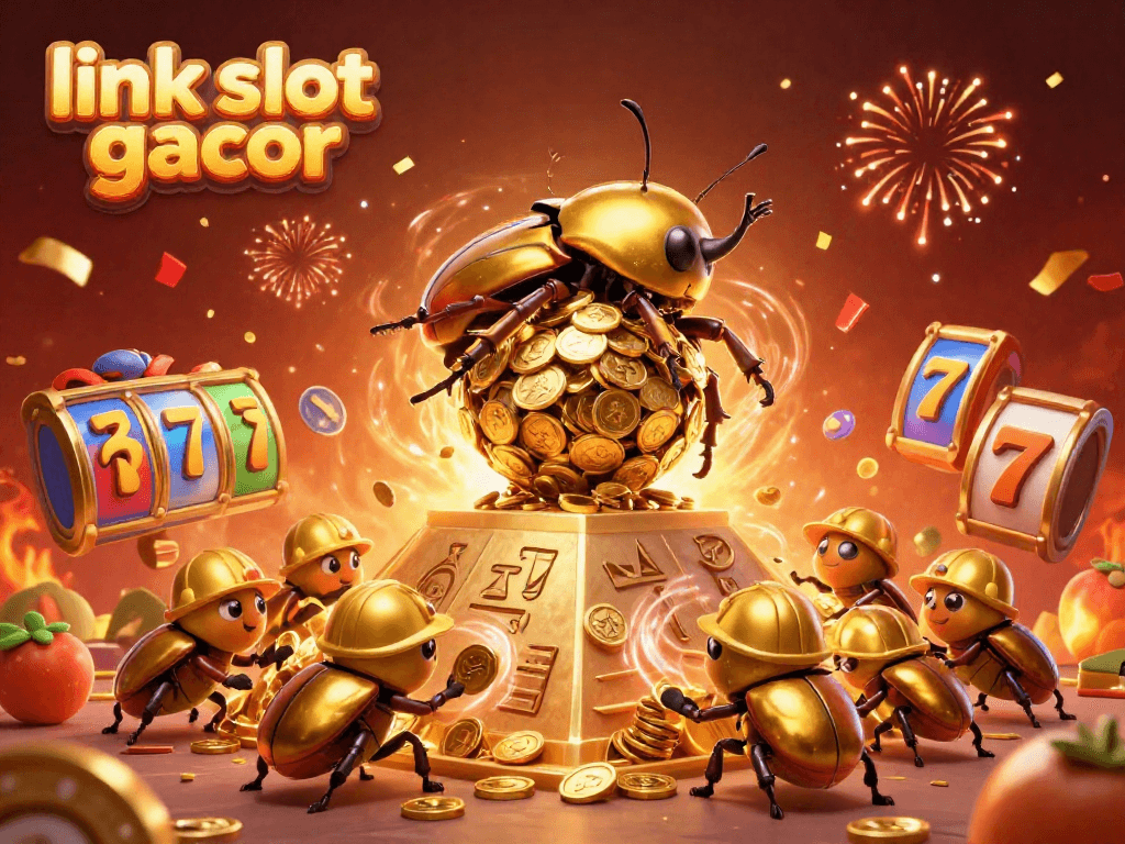 Experience the thrill of link slot gacor with golden coins, beetles, and thrilling jackpot symbols.