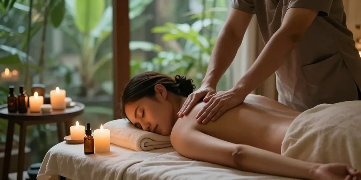 Professional massage therapy session featuring 마사지 in a serene spa environment, promoting relaxation and wellness.