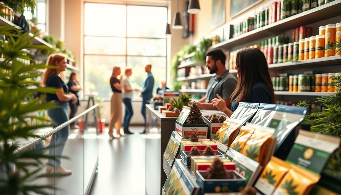 Shop premium cannabis products at this inviting Weed Store showcasing a diverse selection.