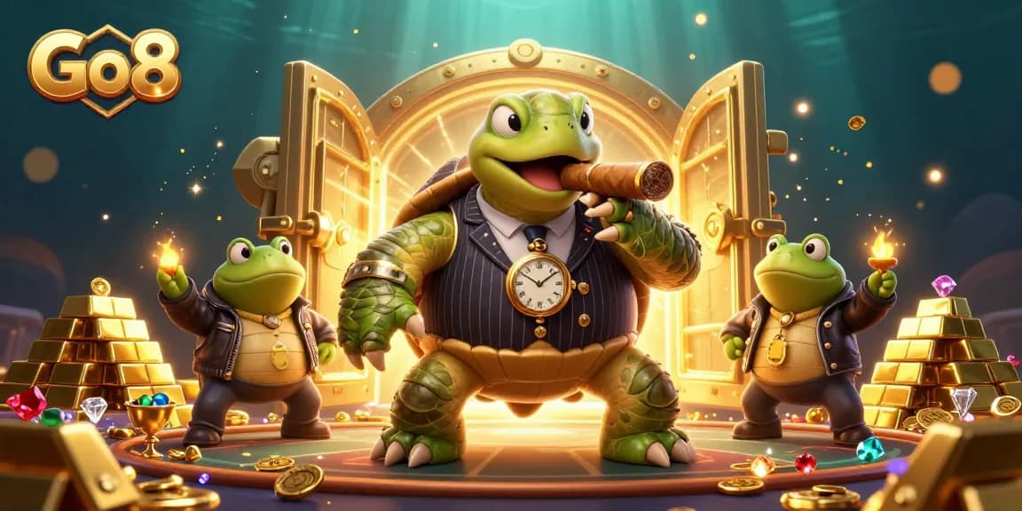 Experience thrilling winnings at Go8 with engaging 3D casino characters in action-filled illustration.