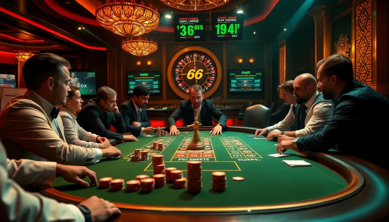 Experience thrilling gameplay at PG 66 poker table amidst an elegant casino setting.