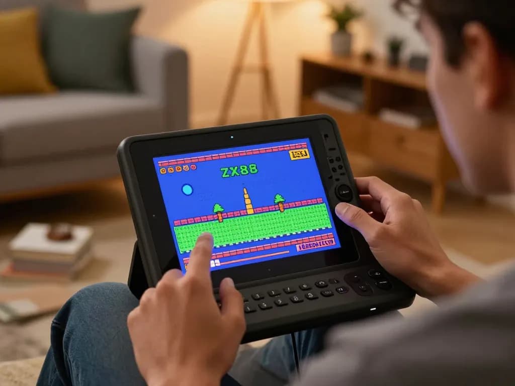 Engaging in a zx88 game on a tablet, showcasing vibrant graphics and strategic gameplay at home.