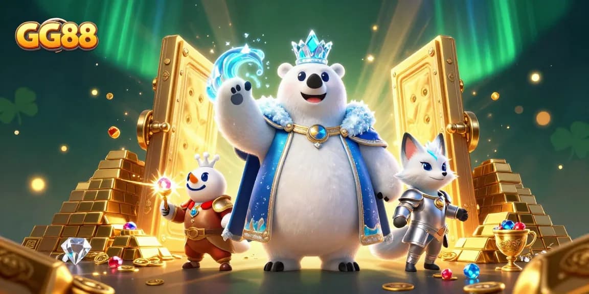 Engage with GG88's thrilling gaming experience featuring royal characters amidst treasures.