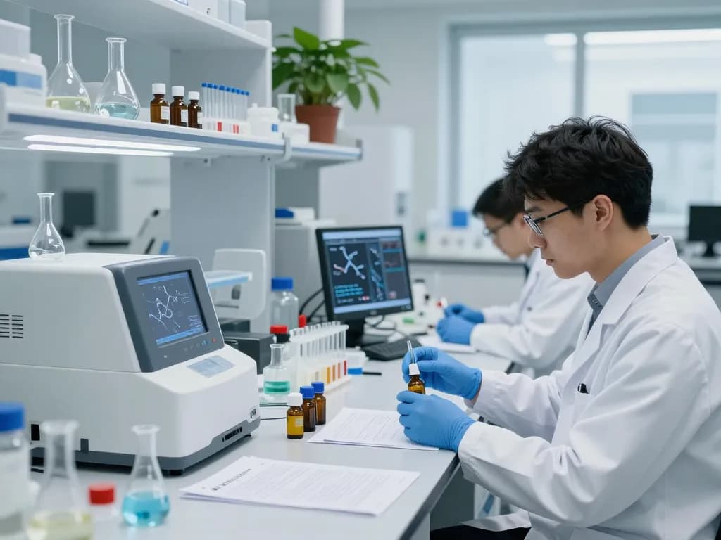 WeeDutch researchers in a modern lab analyzing premium cannabinoids for quality and compliance.