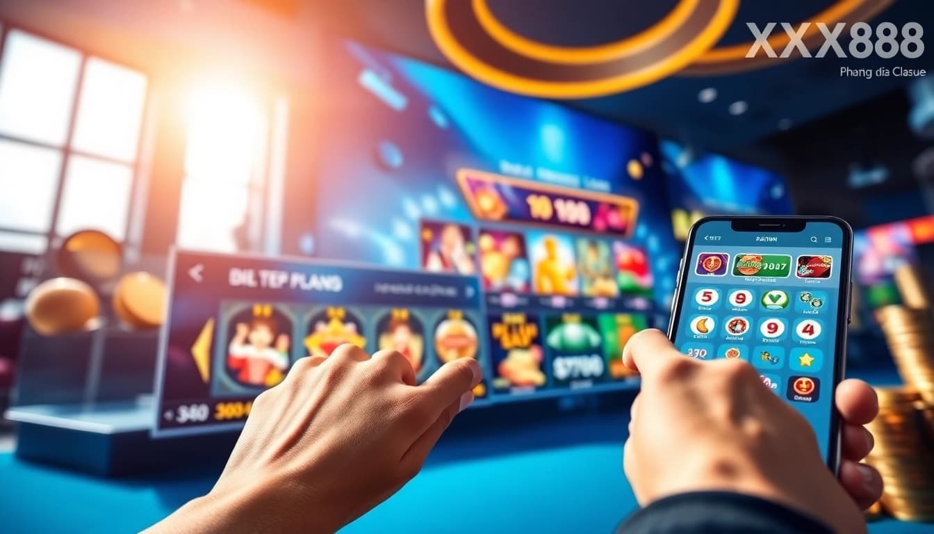 Engaging image showcasing Trang Chủ XX88's dynamic online gaming platform with modern interface and casino games.