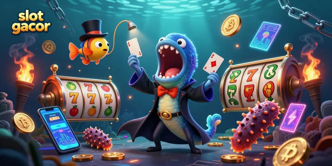 Experience the thrill of slot gacor with dynamic underwater characters performing magic tricks.