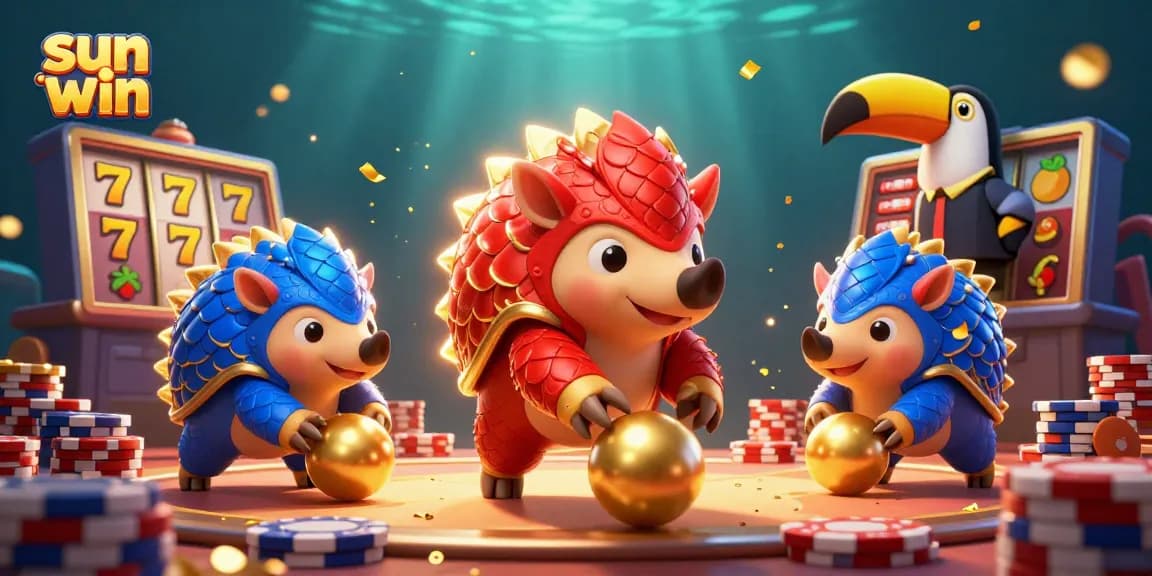 Experience exciting slot action with sun win's rival pangolins rolling through poker chips.