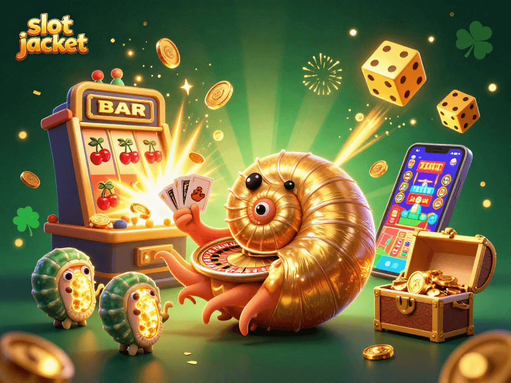 Experience the excitement of a slot jackpot with vibrant 3D casino elements and lively characters.