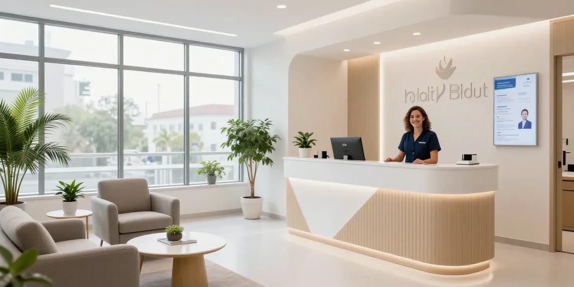 Hair transplant istanbul clinic reception area for patient care services.
