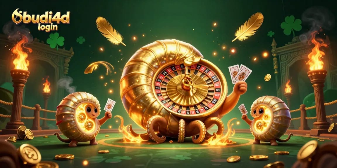Experience the excitement of budi4d login with this dynamic casino-themed illustration.