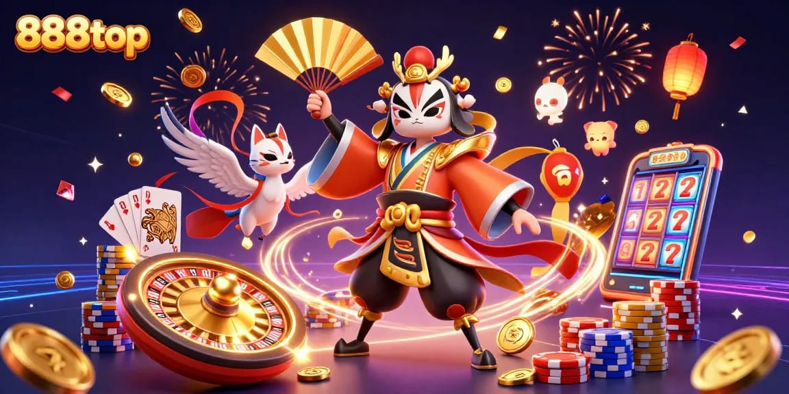 Enjoy thrilling games at 888top with vibrant characters and dynamic casino elements exploding around!