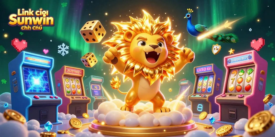 Win big with Link vào Sunwin chính thức - a vibrant 3D illustration showcasing playful casino elements.
