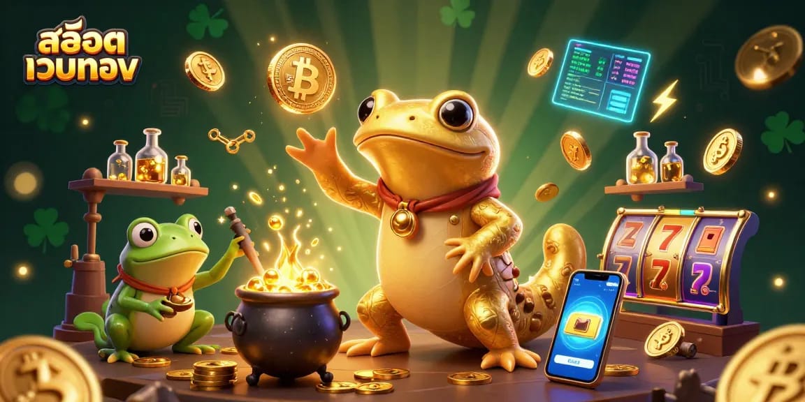 Spin the slot reels with สล็อตเว็บตรง in a vibrant 3D casino scene filled with gold coins and mystical elements.