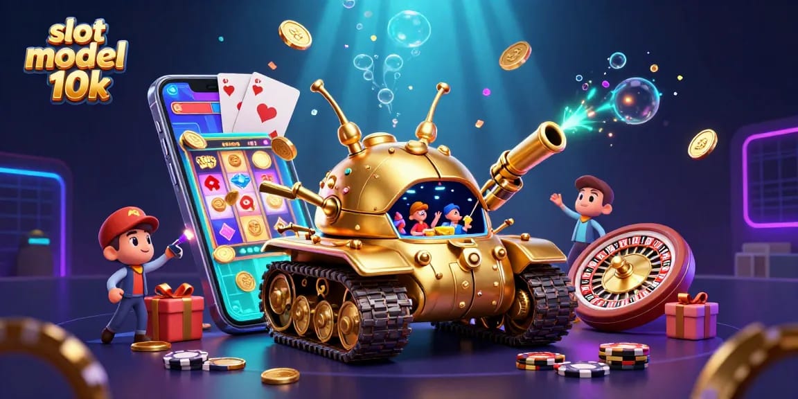 Spin colorful slot reels and win big with slot modal 10k in this vibrant casino scene.