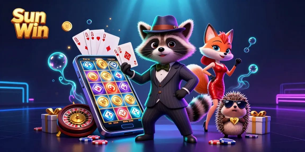 Experience thrilling gaming with Sun Win's vibrant casino scene featuring card games and dynamic actions.