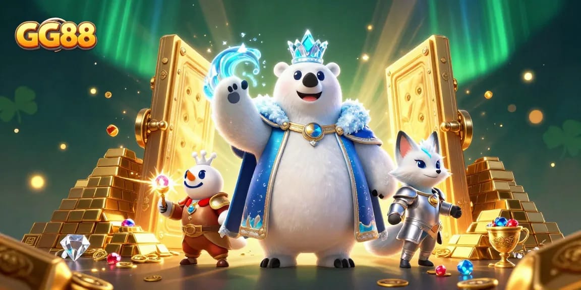 Engage with GG88's thrilling gaming experience featuring royal characters amidst treasures.