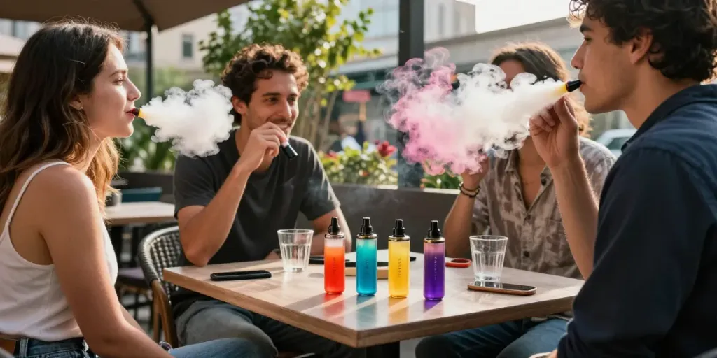 Al fakher vape 8000 genießen in entspannter Café-Atmosphäre.