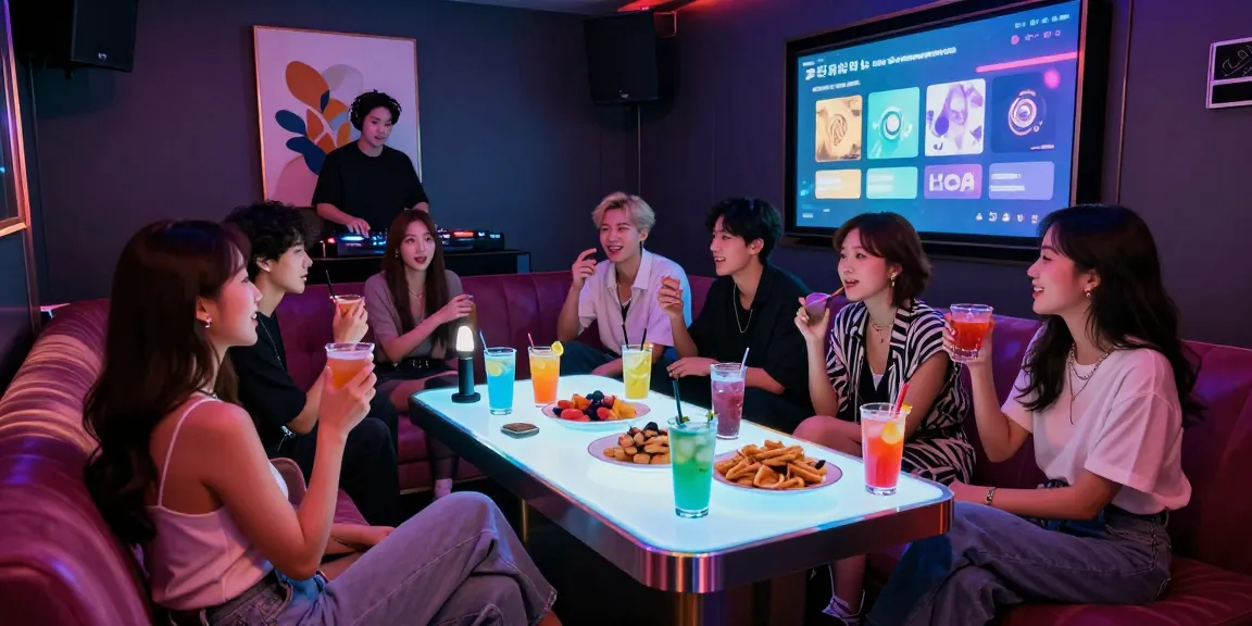 Guests enjoying a lively night at 인천쓰리노 karaoke lounge with drinks and vibrant atmosphere.