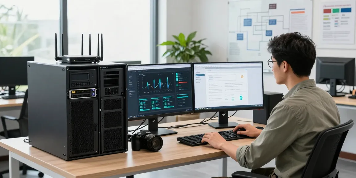 Web hosting services managed expertly at migliorhosting.info in a modern office environment.