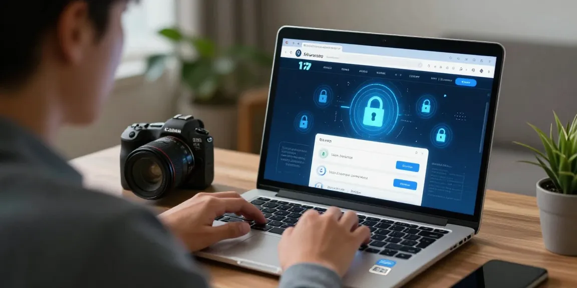 User focused on security checks at https://shs-dome5.com/ in a home office with tech elements.
