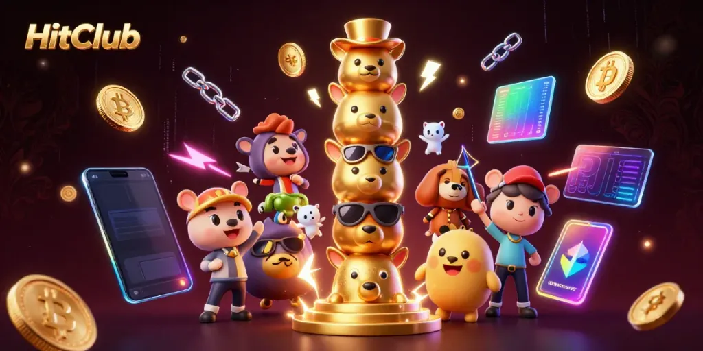 HitClub brings excitement with a vibrant 3D casino illustration featuring dynamic gaming elements