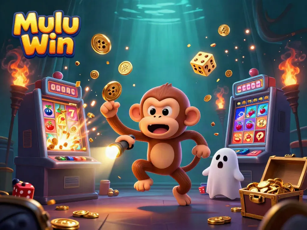 Mulu Win offers exciting gameplay with a playful poltergeist monkey in a vibrant casino.