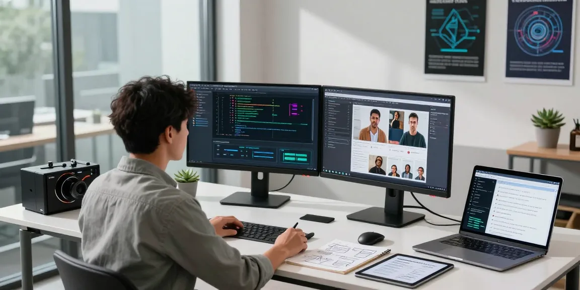 Detect AI image using advanced moderation tools in a tech workspace setting.