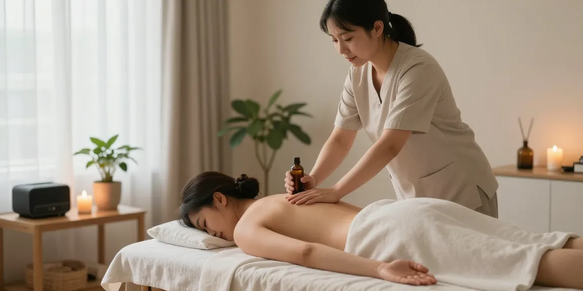 검단출장안마 전문 마사지사와 편안한 마사지 테이블의 아늑한 공간, 편안한 분위기 연출