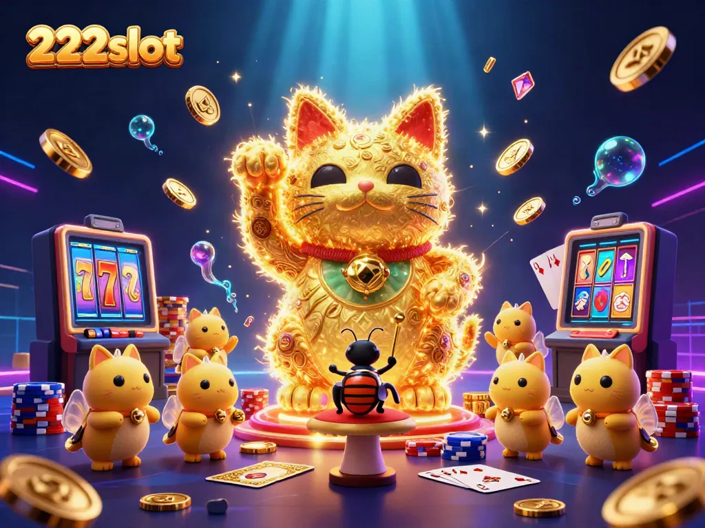 Mainkan slot gacor 222slot dengan simbol kasino dan efek berkilauan yang menawan.