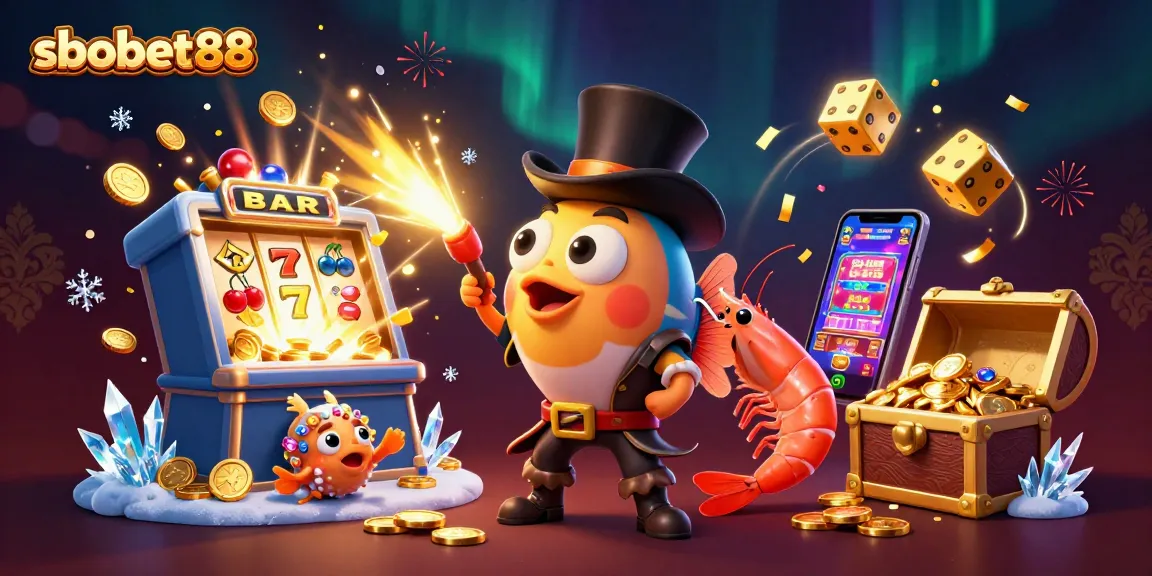 Win big with sbobet88 at this dynamic slot game scene featuring treasure and fun!