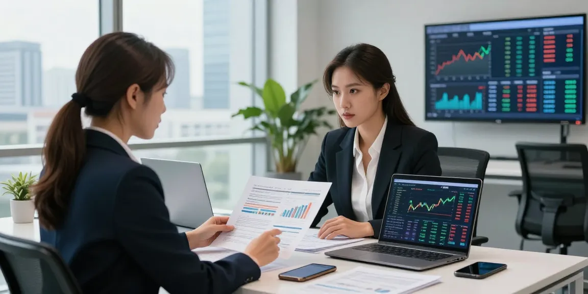 Professional analyzing 소액결제현금화 trends at modern financial office.