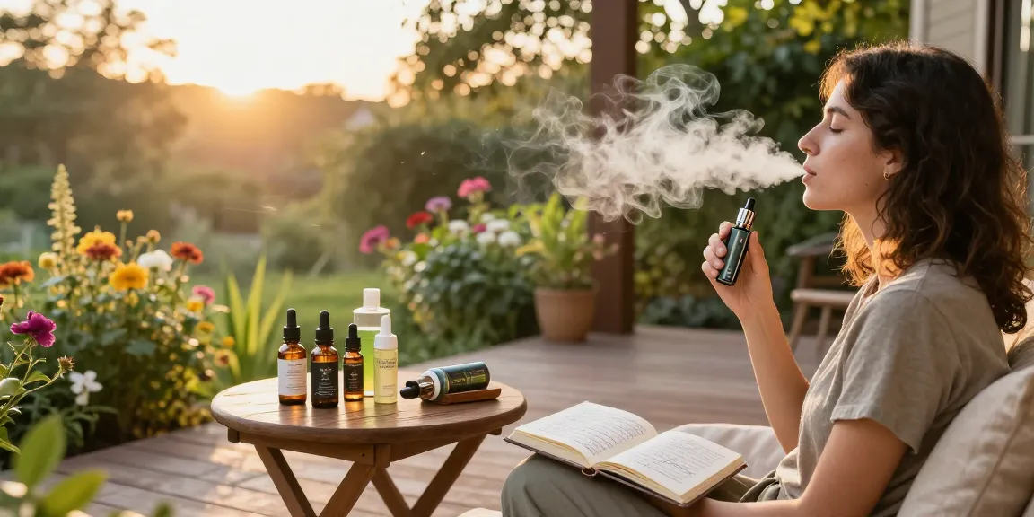 Pack man vape device in a serene outdoor setting with CBD wellness products, promoting natural relaxation and quality.