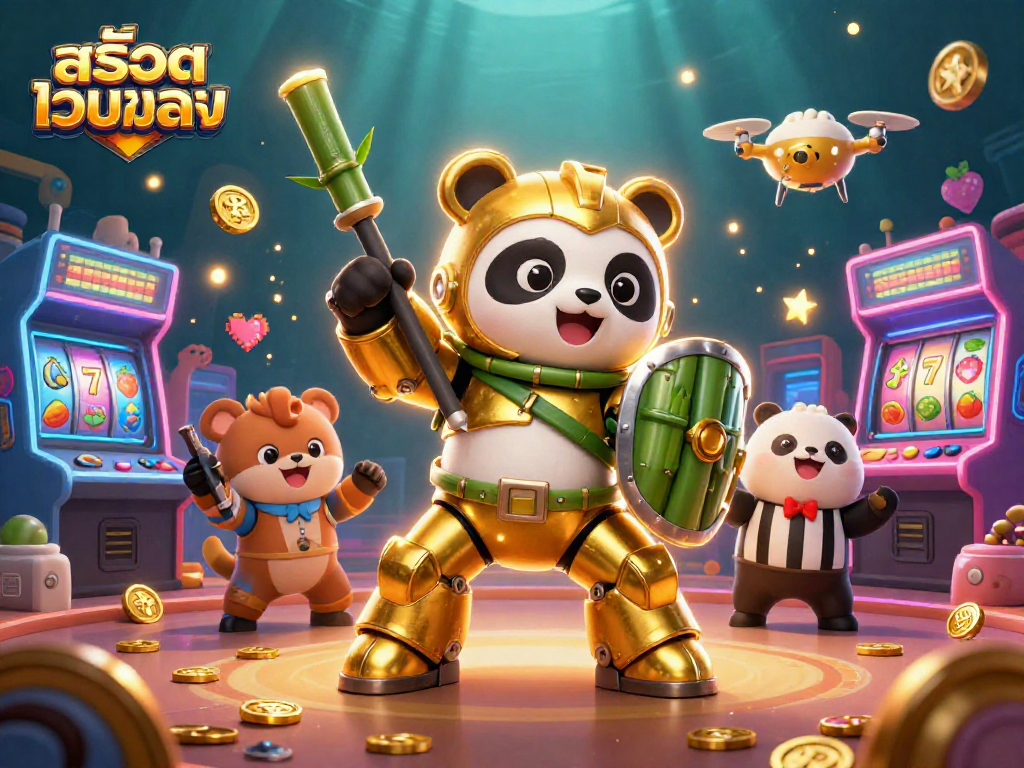 Engage with thrilling สล็อตเว็บตรง gaming in a vibrant, action-packed 3D scene.