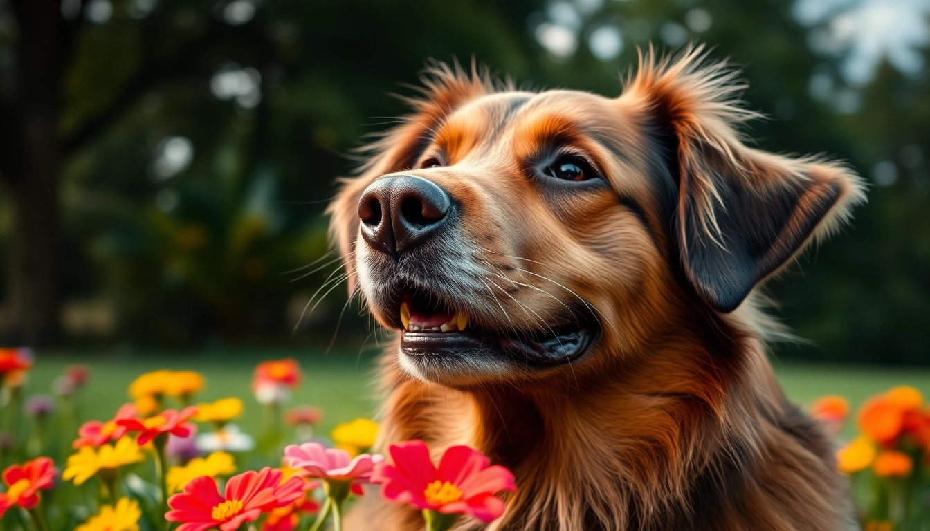 Promoting CBD For Pet wellness through a tranquil dog in a serene park setting.