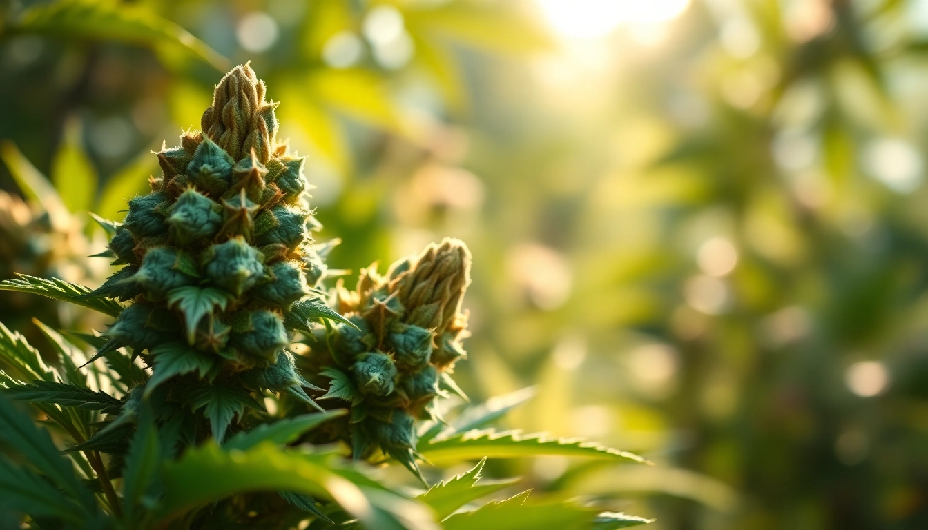 Highlighting Mental Wellness CBD buds surrounded by lush greenery, emphasizing natural relaxation and tranquility.