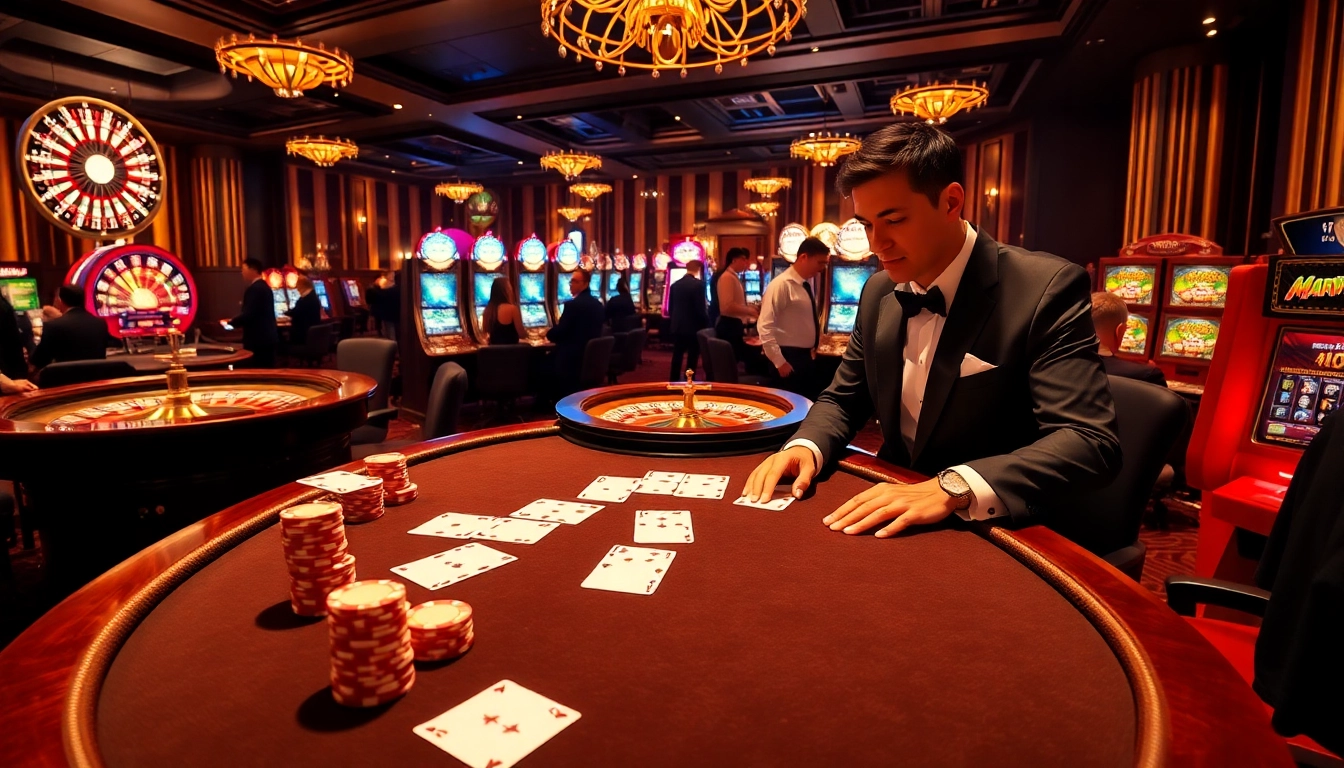 Marvelbet casino players enjoying a thrilling poker game with colorful chips and elegant cards.
