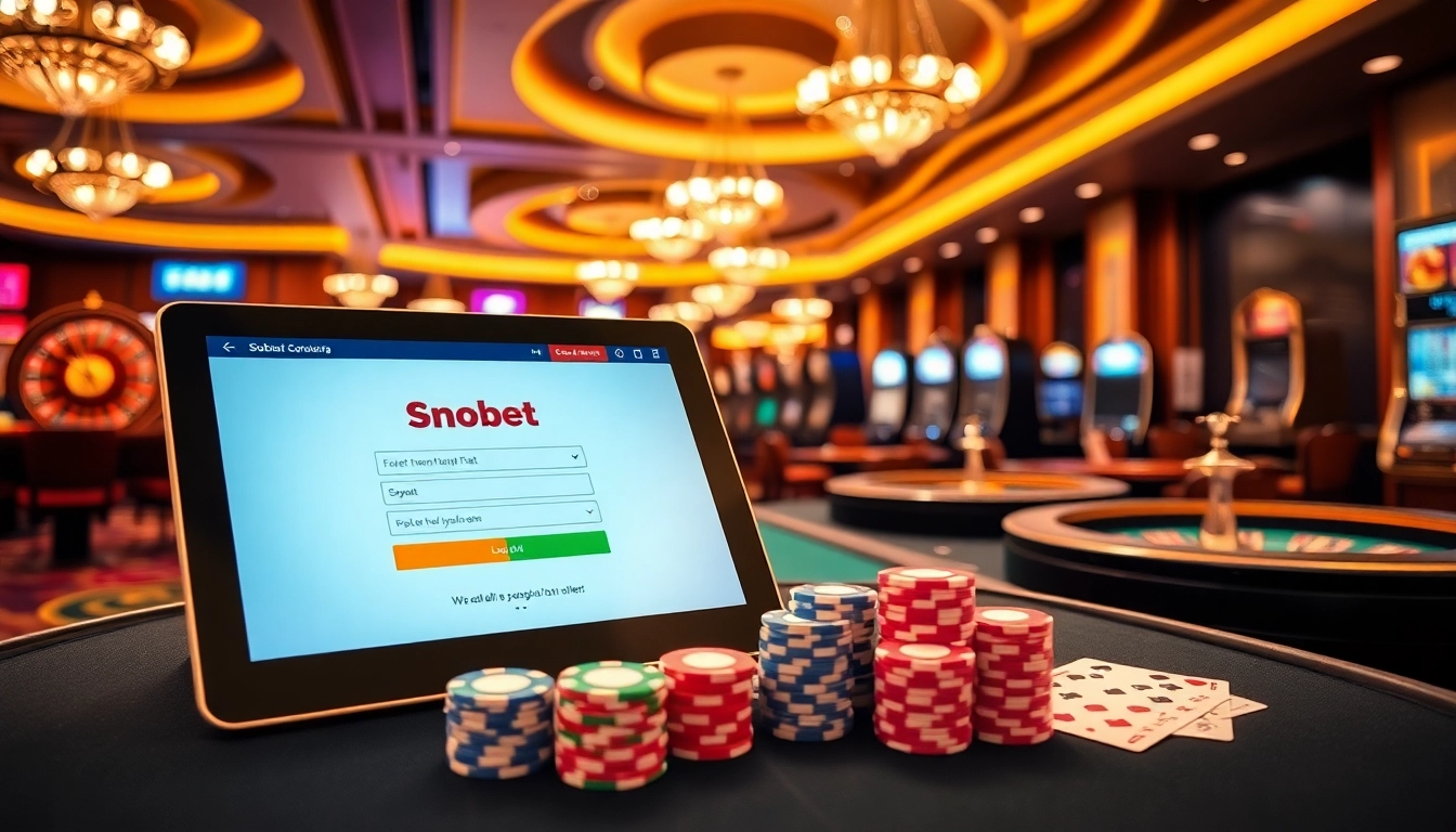 Experience seamless sbobet login within a vibrant casino setting filled with excitement and luxury.