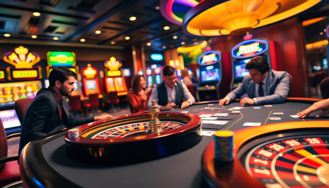 Exciting poker gameplay at New888 casino with vibrant chips and roulette.